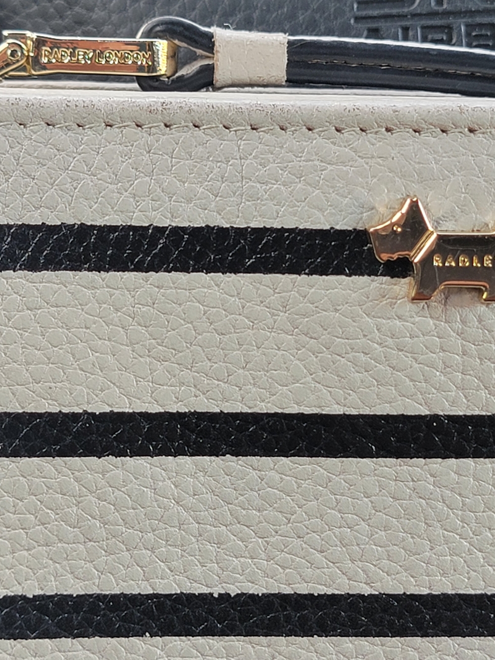 Radley London Cream & Black Striped Leather Wallet with Scottie Dog Accent - Picture 3 of 3